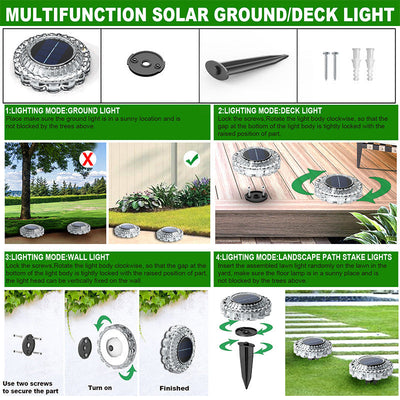 Solar Ground Lights ¨C Waterproof Outdoor Garden, Lawn & Stair LED Lights, Crystal Brick Lights for Yard & Balcony Decor