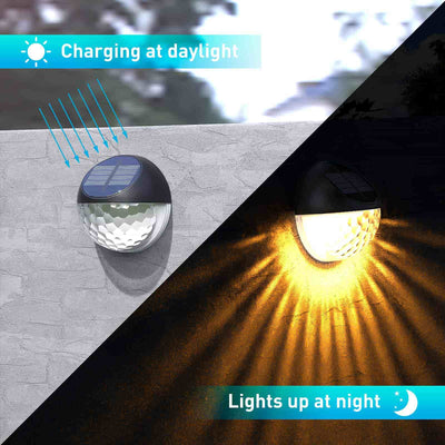 Solar Lights Outdoor 4Pack,IP65 Waterproof Solar Fence Lights,Auto On/Off LED Solar Lights,Warm White Solar Garden Lights for Wall Deck Post Patio Yard Stairway Path Porch