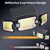 180°Super Wide Angle Adjustable 3 Heads Solar Security Lights Outdoor IP65 Waterproof Light