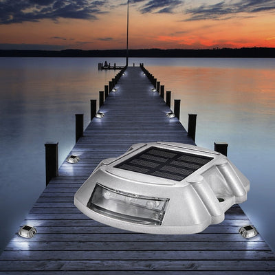 Solar Driveway Lights Bright Blue with Screw Solar Deck Lights Outdoor Dock Lights for Path Warning Garden Walkway Sidewalk Steps