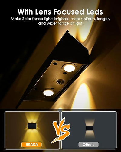 Solar Fence Lights,Solar Powered Warm White & RGB, Up & Down Solar Wall Lights