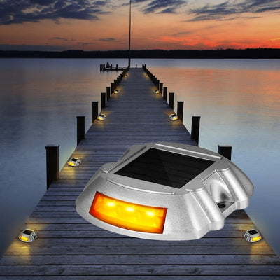 Solar Driveway Lights Bright Blue with Screw Solar Deck Lights Outdoor Dock Lights for Path Warning Garden Walkway Sidewalk Steps