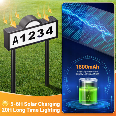 Waterproof Solar Powered 3 Color LED Illuminated House Number Signs