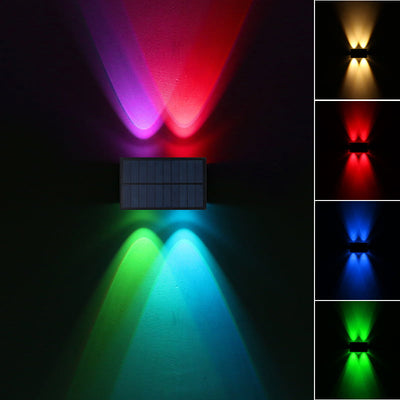 Solar Fence Lights,Solar Powered Warm White & RGB, Up & Down Solar Wall Lights