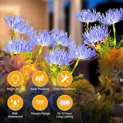 Solar Garden Lights, Solar Flowers with Flashing & Stead on Mode Outdoor Solar Lights for Yard Decorative