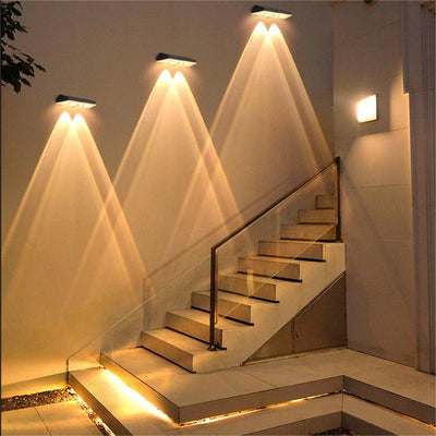 Solar Fence Lights Outdoor Warm White & RGB Changing Solar Deck Lights, LED Solar Lights for Outside Wall Railing Patio Stair Step Yard Backyard