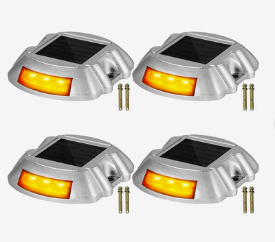 Solar Driveway Lights Bright Blue with Screw Solar Deck Lights Outdoor Dock Lights for Path Warning Garden Walkway Sidewalk Steps