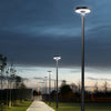 Round Waterproof Smart Remote Control LED Solar Lamp Post Top Lights Street Light-Middle