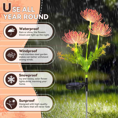 Solar Garden Lights, Solar Flowers with Flashing & Stead on Mode Outdoor Solar Lights for Yard Decorative