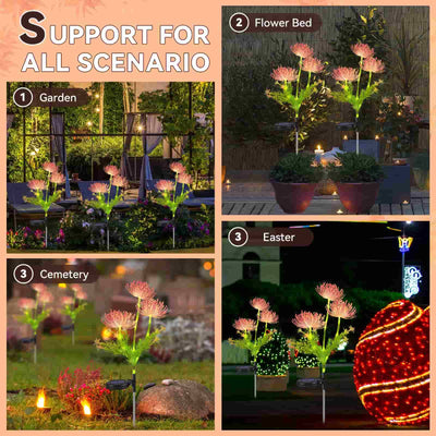 Solar Garden Lights, Solar Flowers with Flashing & Stead on Mode Outdoor Solar Lights for Yard Decorative