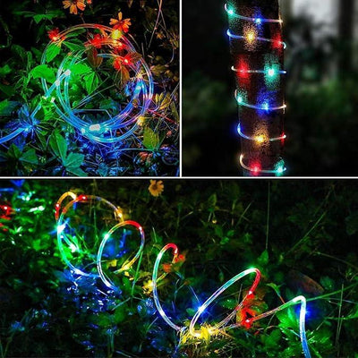Waterproof Outdoor String Lights Solar Powered String Lights8 Modes Fairy Lights Outdoor Decoration Lighting for Garden.Christmas Decoration.