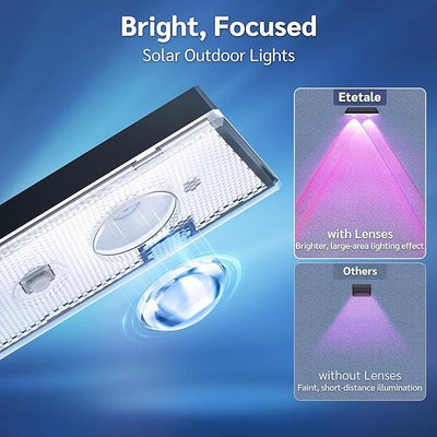 Solar Fence Lights Outdoor Warm White & RGB Changing Solar Deck Lights, LED Solar Lights for Outside Wall Railing Patio Stair Step Yard Backyard