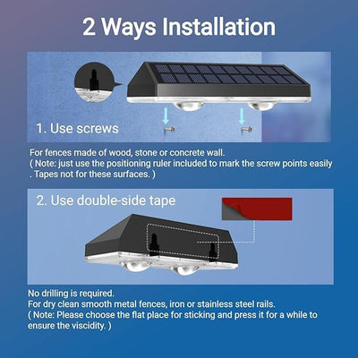 Solar Fence Lights Outdoor Warm White & RGB Changing Solar Deck Lights, LED Solar Lights for Outside Wall Railing Patio Stair Step Yard Backyard