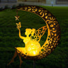 Solar Garden Statues Outdoor Decor, Fairy Moon Figurine Light Stake, Housewarming Ornament for Patio, Lawn, Yard, Pathway - Unique Gift Ideas for Garden