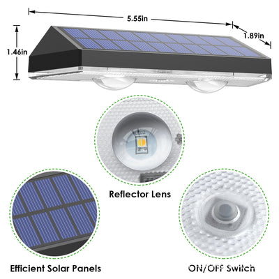 Solar Fence Lights Outdoor Warm White & RGB Changing Solar Deck Lights, LED Solar Lights for Outside Wall Railing Patio Stair Step Yard Backyard